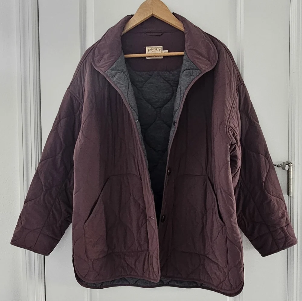 Faherty Horizon series Brown Quilted oversize Jacket size XS/ S - Picture 6 of 16